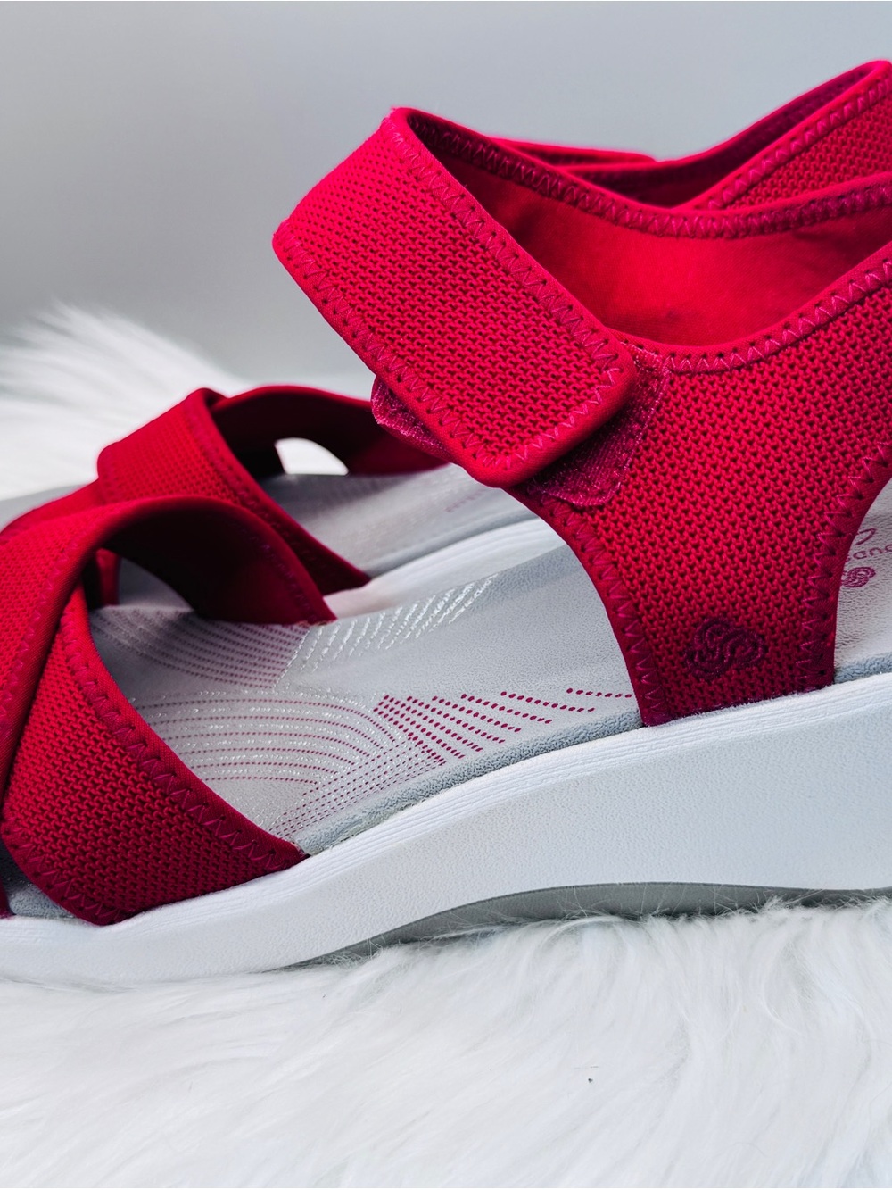 Clarks Cloudsteppers Step Cali Skye Wedge Sport Sandals Women’s 10 Red - Picture 8 of 12